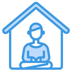 Meditation blue outline icon