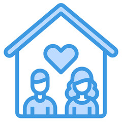 Working At Home blue outline icon
