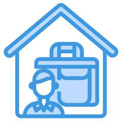 Working At Home blue outline icon