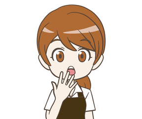 驚くカフェ店員