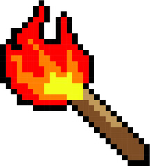 Obraz premium ドット絵・たいまつ Pixel Art / Torch 