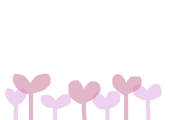 手描きの2色の双葉イラスト_ピンク系