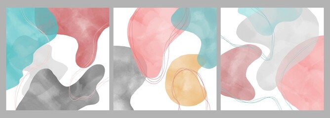 Set of abstract backgrounds. minimalistic geometric frames hand painted for Postcard, Social Media Banner or Brochure Cover Design Background. vector illustration