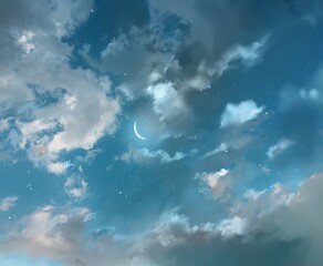 Obraz na płótnie Canvas Wallpaper of beautiful night sky with crescent moon