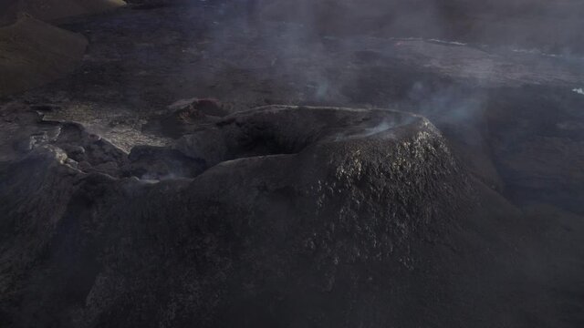 Drone Over Smoking Fagradalsfjall Volcano