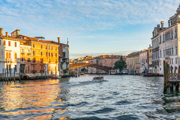 Grand Canal at sunset with Bridge Ponte dell Accademia