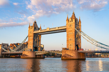 Tower Bridge seen from south bank of river Thamess in London. England