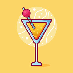 cocktail isolated cartoon vector illustration in outline flat style