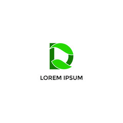 ILLUSTRATION LETTER D WITH LEAF  LOGO DESIGN VECTOR TEMPLATE