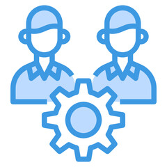 Management blue outline icon