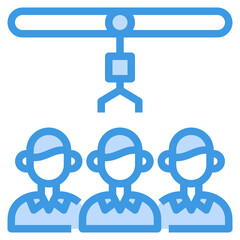 Recruitment blue outline icon