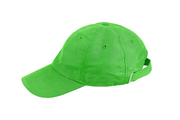Green Sports cap isolated on white ,clipping path included for design