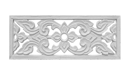 Thai ancient gray concrete stucco block isolated on white ,clipping path included use for design.