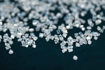 A scattering of small transparent diamonds on velvet