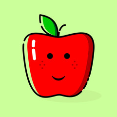 Red apple smile emoticon. Fruit character