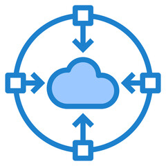 Cloud network blue style icon