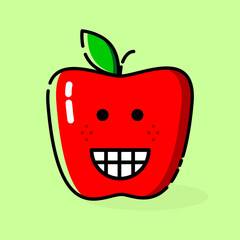 Red Apple Emoticon. Smile