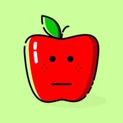 Red Apple Emoticon. Fruit Icon Character. Flat expression. For Logo,Icon,Symbol and Sign
