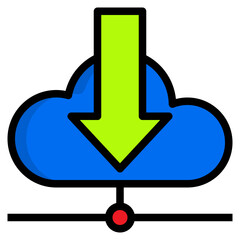 Cloud download color line style icon