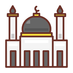 vector icon of mosque, building and architecture in filled outline style. muslim vector, islamic, religion icon for graphic, mobile design and etc.