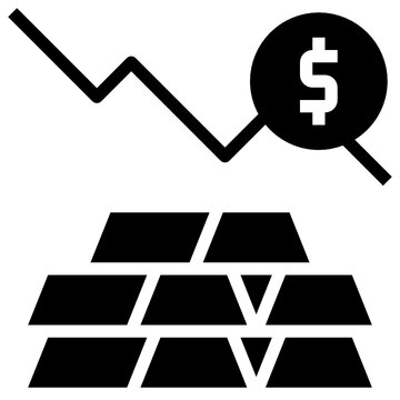 gold bars and dollar sign with falling graph clip art preview