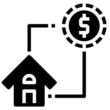 black house and dollar coin icon