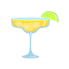 orange lime blue glass cocktail in an elegant cup. continuous line drawing doodle minimalist design