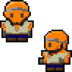 Obraz premium ドット絵・武器屋の親父 Pixel Art / Owner of an arms store