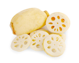 Lotus root an isolated on the white backgroundl