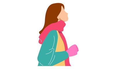 Lady Wearing Winter Clothes Fixing the Scarf Wrapped Around Her Neck