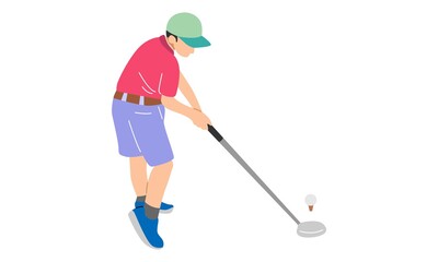 Golf player vector flat illustration