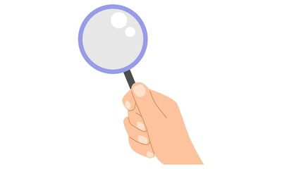 Hand hold a magnifying glass