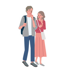 買い物をするシニアの男女のイラスト