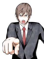 漫画風カラー_指差して怒るサラリーマン