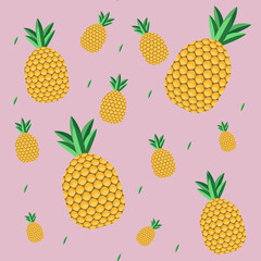 Seamless pattern with sweet cherry on a yellow isolated background. Summer minimalistic background