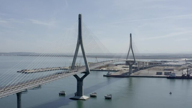Aerial view over Cadiz bridge, Spain
Drone view from Spain,2021

