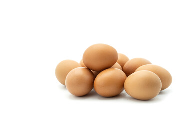 Stacking eggs isolated on white background.