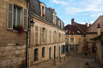 Fototapeta na wymiar Traditional architecture of Auxerre old narrow streets, France..