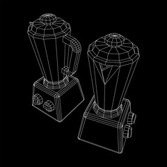 Kitchen blender. Appliance, equipment mixer machine. Wireframe low poly mesh vector illustration