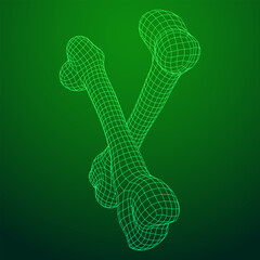 Anatomy Dog Bone object. Wireframe low poly mesh vector illustration