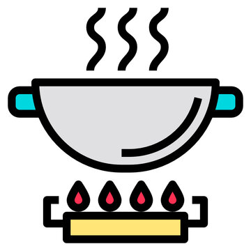 cooking pot on stove with steam clip art preview