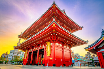 Sensoji at sunrise. Tokyo's oldest temple also known as Asakusa Kannon 