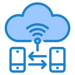 Cloud conecting blue style icon