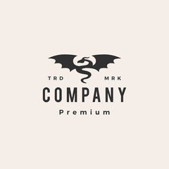 dragon wing hipster vintage logo vector icon illustration
