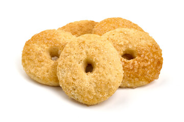 Shortbread cookies with sugar, isolated on white background. High resolution image.