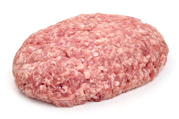 Fresh pork minced meat, isolated on white background. High resolution image.