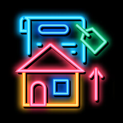 investment in house neon light sign vector. Glowing bright icon investment in house sign. transparent symbol illustration