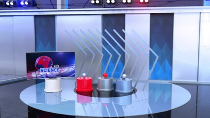 3D Virtual TV Studio News, Backdrop For TV Shows .TV On Wall.3D Virtual News Studio Background, Loop