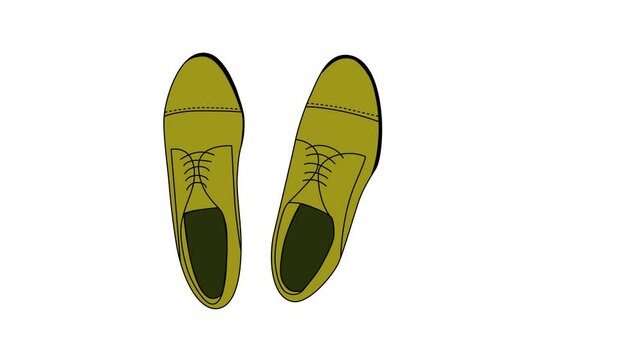 Appear animation of yellow oxfords shoes. Fashion concept. Life style. Luma matte.	