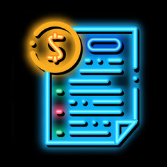 monetary agreement neon light sign vector. Glowing bright icon monetary agreement sign. transparent symbol illustration